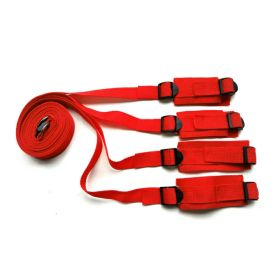 1 Set Of BDSMS Bed Restraints Kit; Wrist Leg Restraint System Hand & Ankle Cuff Bed Restraints Sex Bondage Position Support Sling Sex Play (Color: Red)